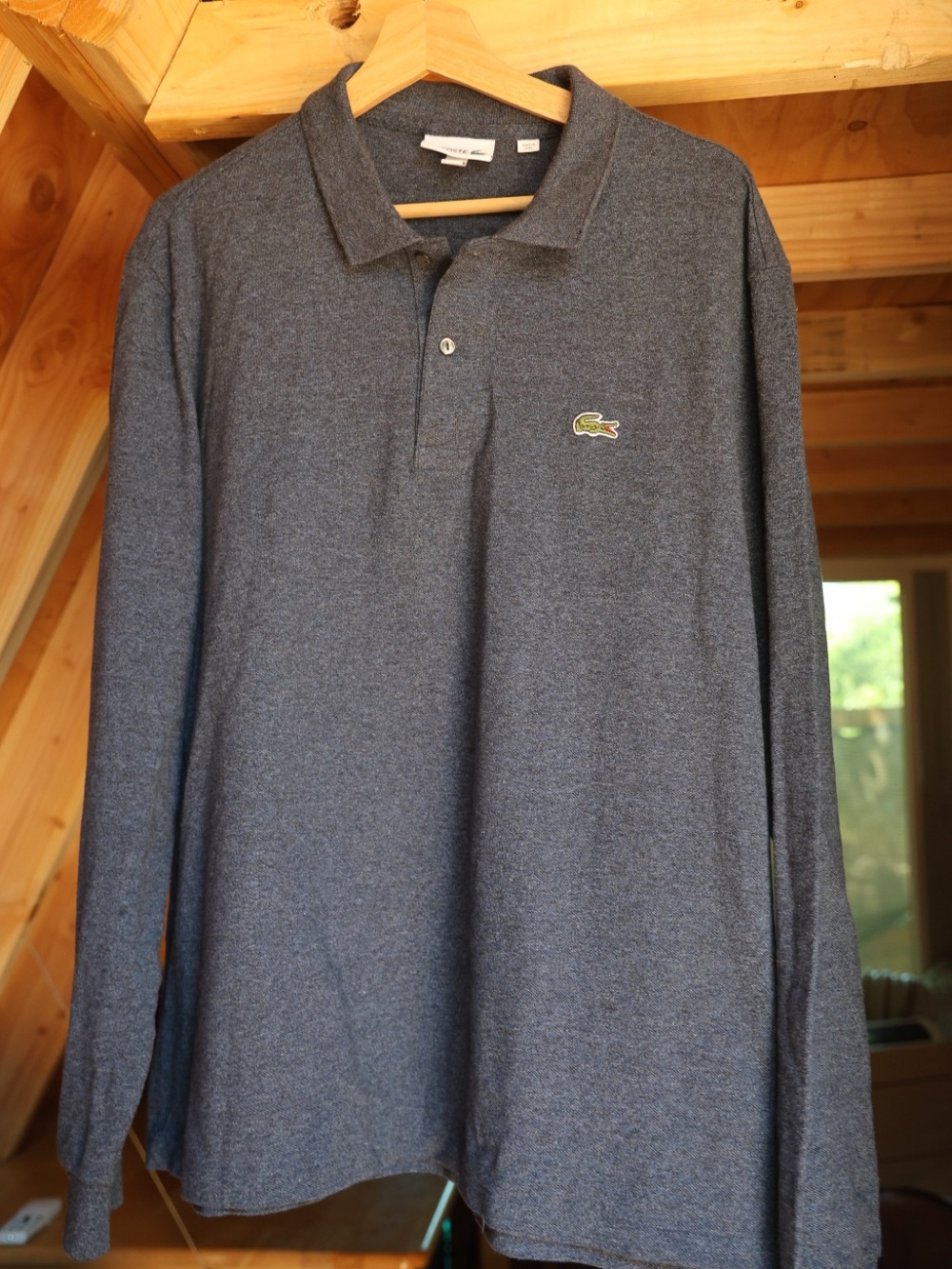 Lacoste Classic Fit Long Sleeve Polo Shirt Mens XXL Heather Charcoal Cotton